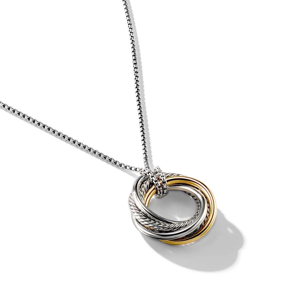 David Yurman Silver and Gold Cable Necklace